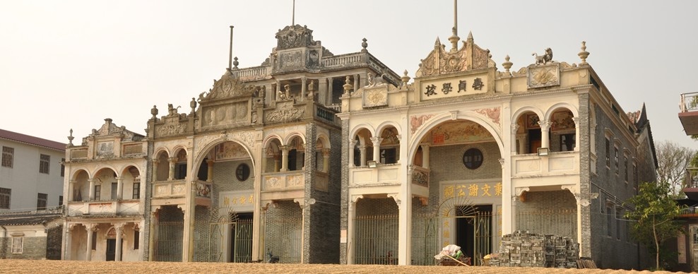 Ornate Western-style mansion with arched verandas in Cangdong Village, Kaiping