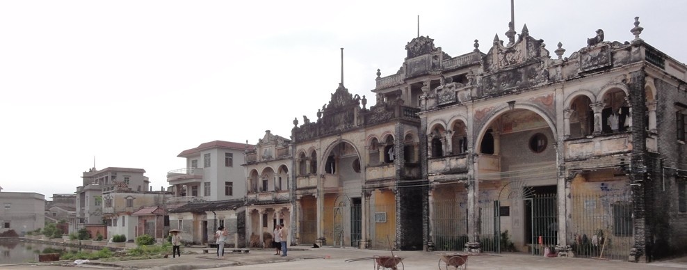 Row of historic mansions and ancestral buildings in Cangdong Village